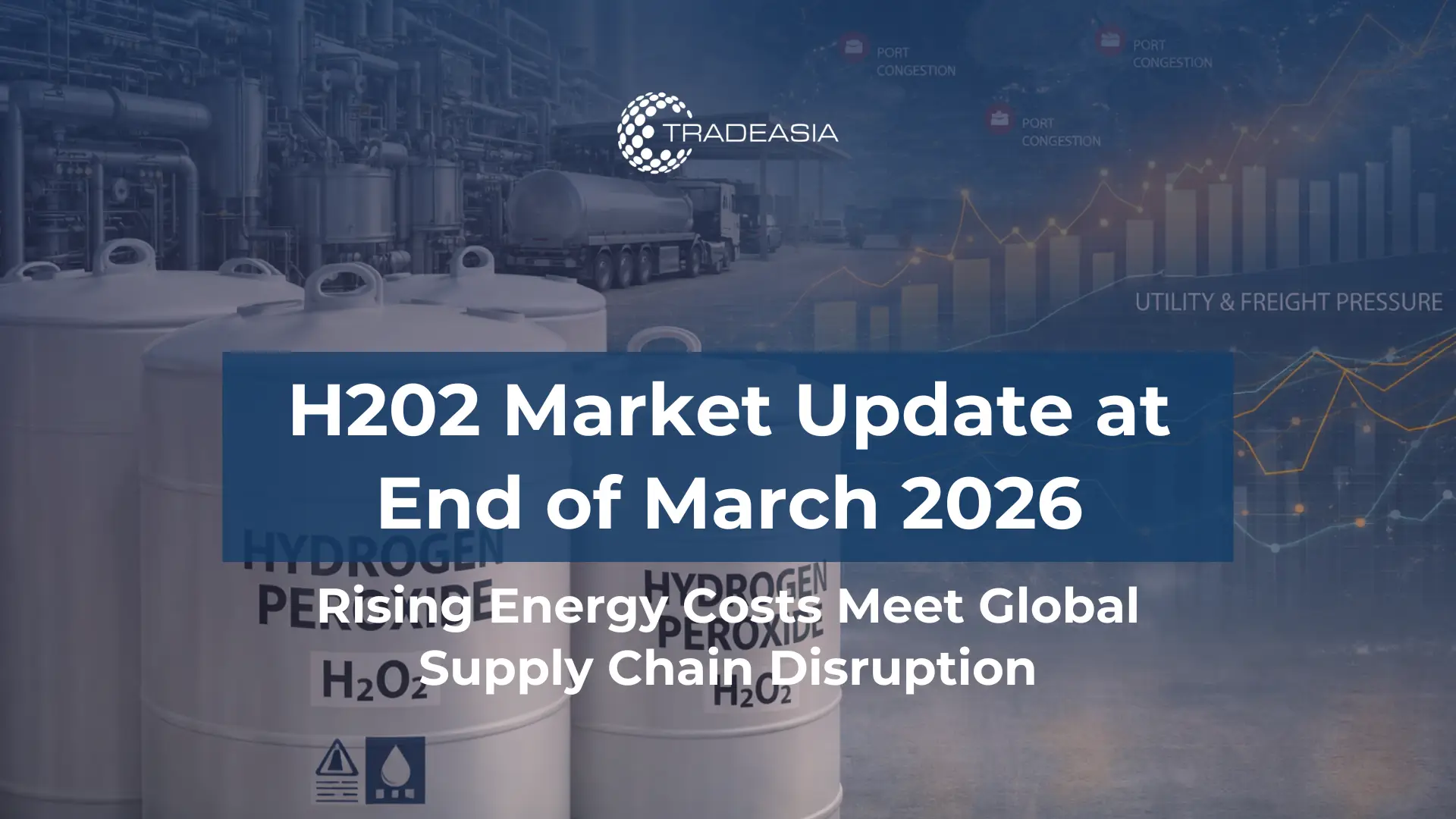 Article Banner | Hydrogen peroxide storage tanks and shipping overlays showing how energy-intensive production and logistics disruptions are reshaping market availability in 2026.