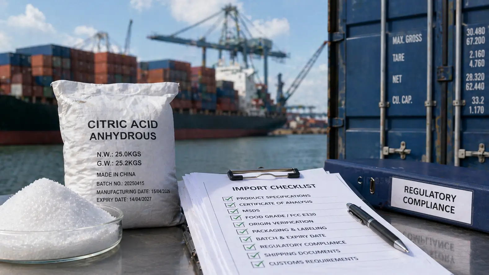 Importing Citric Acid Anhydrous? Q2 2026 Checklist