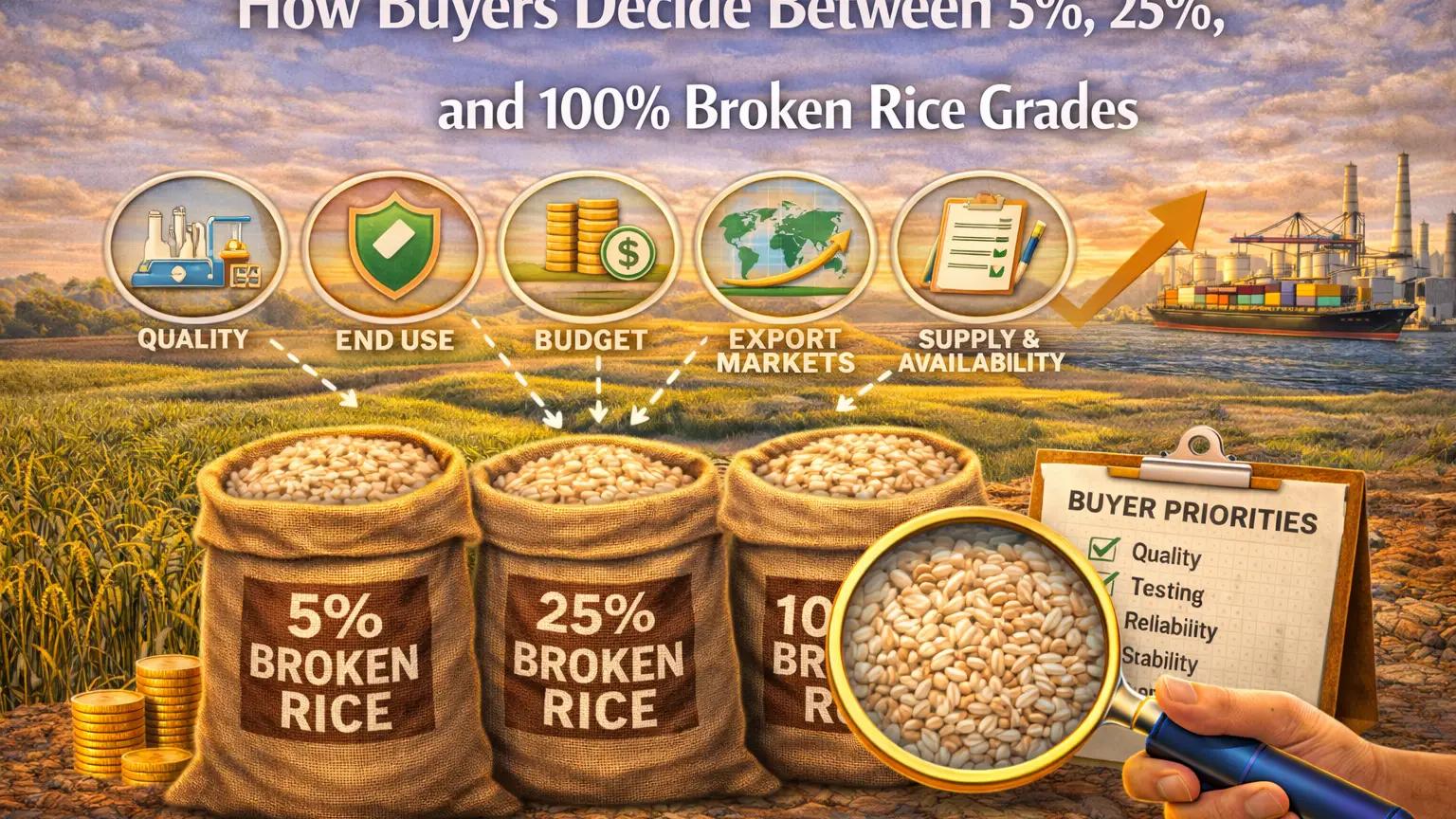 How Buyers Decide Between 5%, 25%, and 100% Broken Rice Grades
