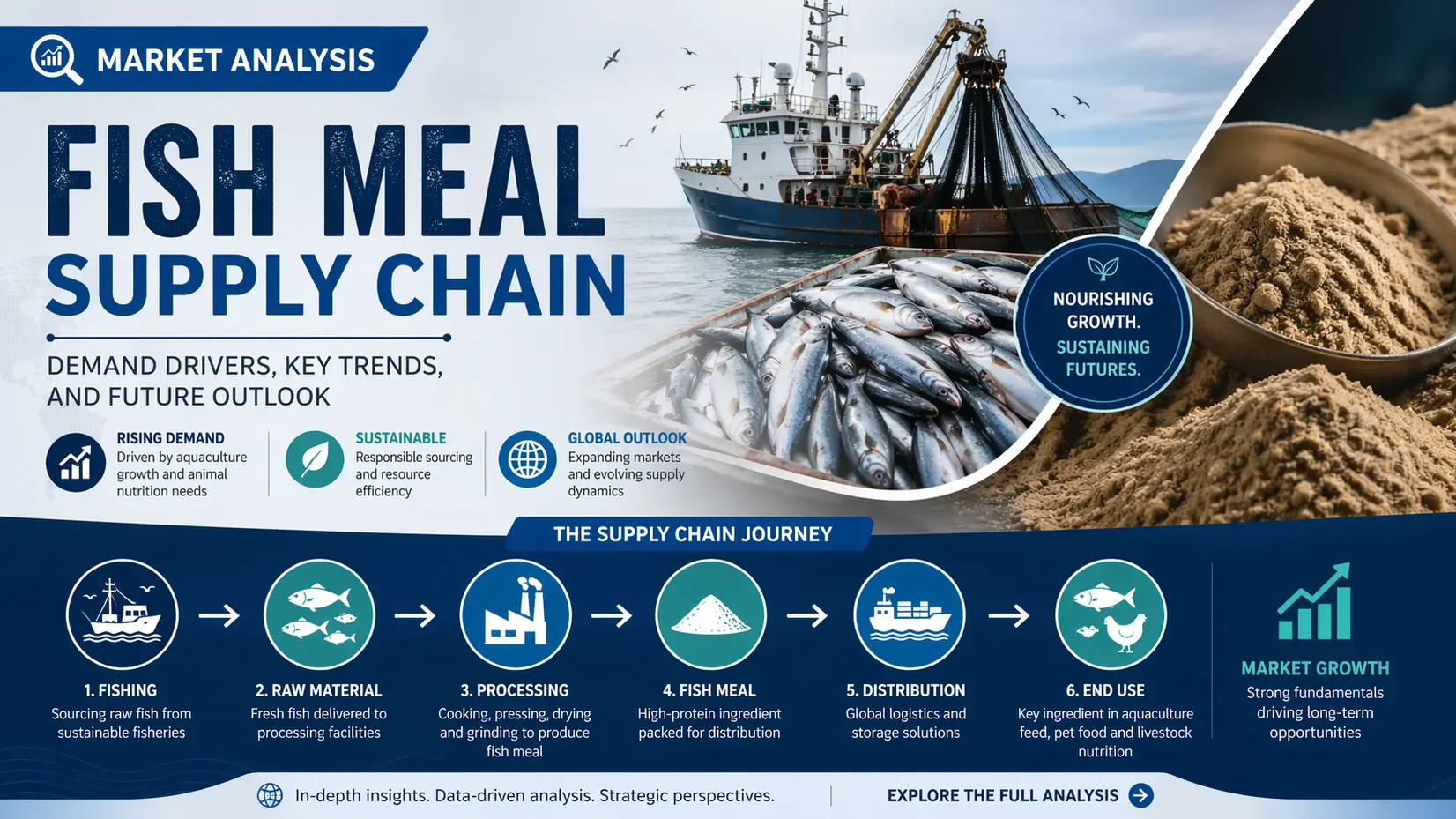 Article Banner of Fish Meal Supply Chain Outlook 2026: Trade Flows, Prices & Production Trends